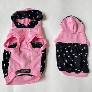 Small Dog Breed Hoodie Valentines Day pink Black hearts Coco & Pal Pet Clothing
